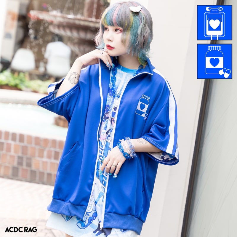 楽天市場】[半袖]輸血/薬瓶 ジャージジャケット ネイビー ジャージ