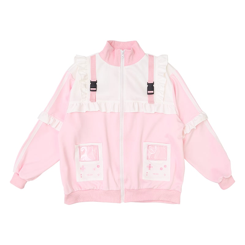 楽天市場】GAME OVER フリルジャケット ピンク ブルゾン ジャージ 長袖