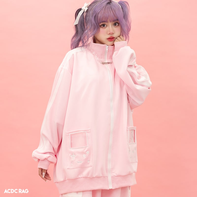 楽天市場】GAME OVER ジャージジャケット ピンク ブルゾン ジャージ