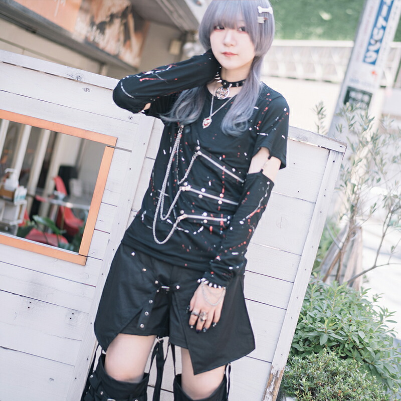 楽天市場】ブラッド 2WAY Tシャツ 長袖 パンク ロック ファッション V