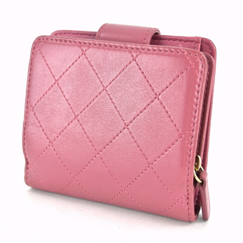 CHANEL シャネル マイクロチョコバー 二つ折り 財布 茶 ピンク 正規品