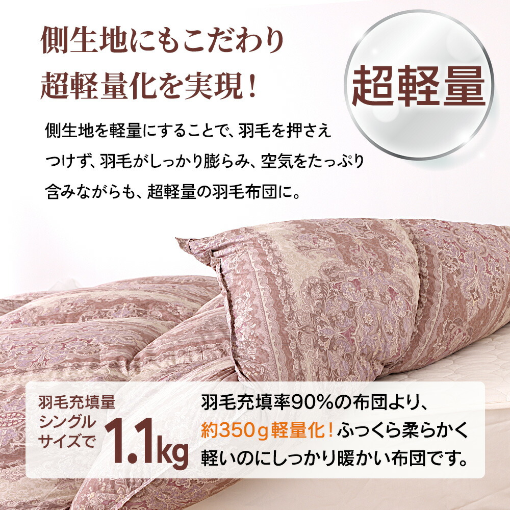 楽天市場】【移行済み】超軽量 羽毛掛け布団 ダウン ダブルサイズ 190