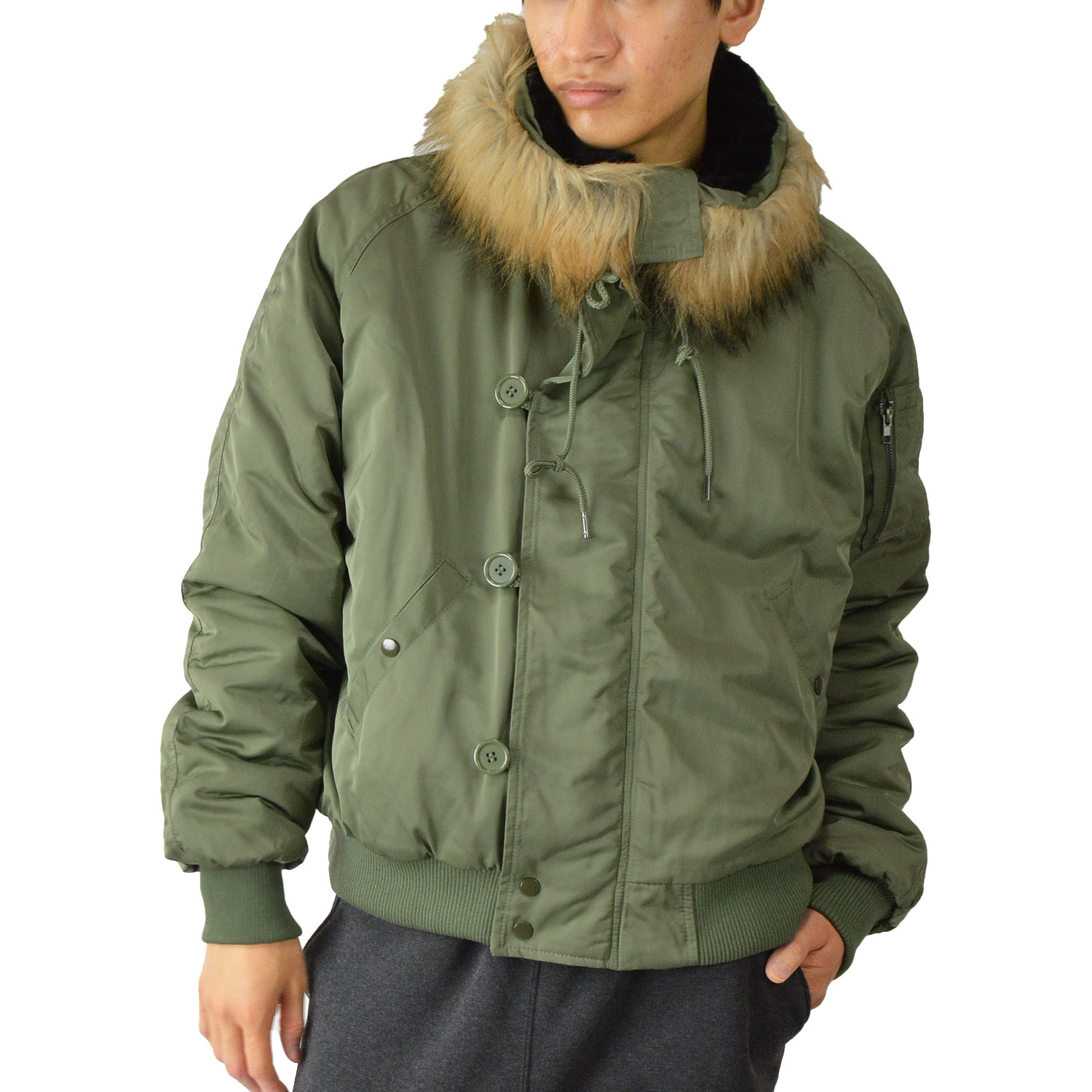 楽天市場】フライトジャケット N－2B（カラーカーキグリーン）（メンズ