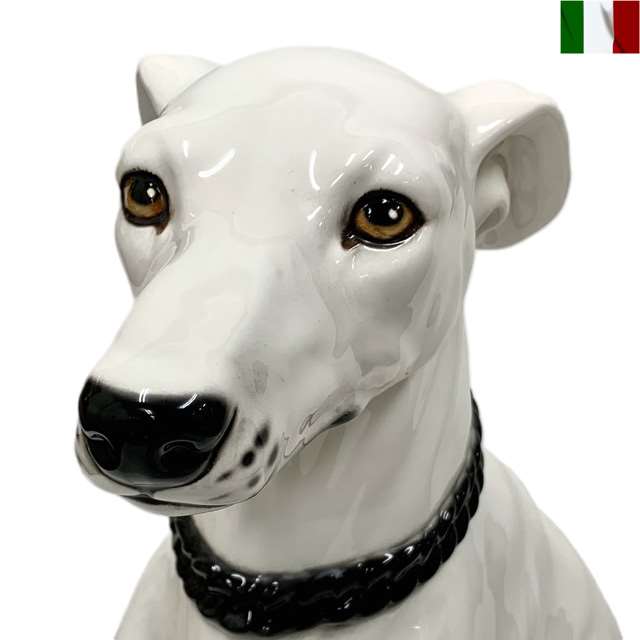 楽天市場】置物 グレーハウンド 犬 白 陶器 イタリア インテリア