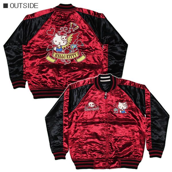 楽天市場】ハローキティ リバーシブルスカジャン レッド×ブラック