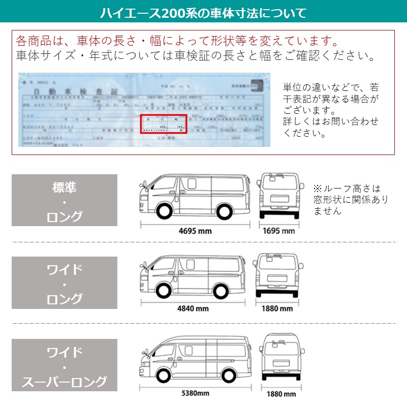 楽天市場】ハイエース200系 4型 5型 標準幅 ロング [H26.01〜R02.04