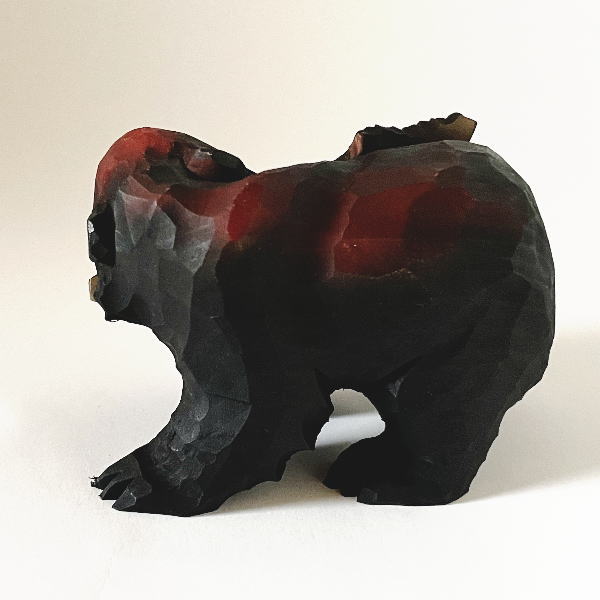 楽天市場】送料無料 木彫りの鮭をくわえた熊の置物 利作 3号 着色あり