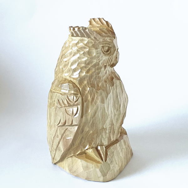 楽天市場】一品作 木彫り ふくろうの置物 しなの木【412】 佐藤憲治