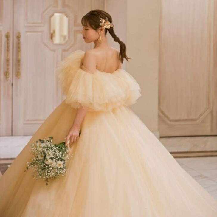 楽天市場】実例写真！シャンパンベージュカラードレス ふわふわ