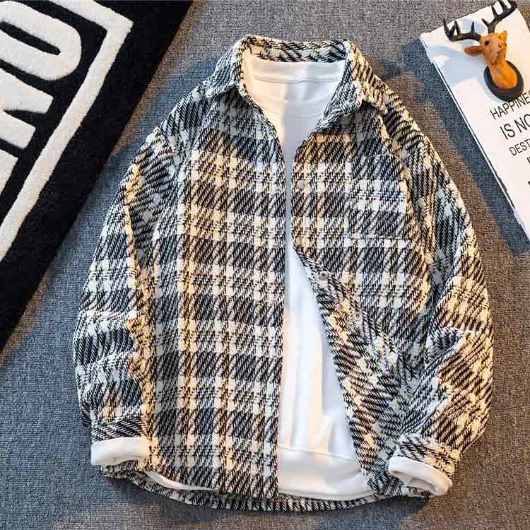 楽天市場】ツイード シャツジャケット チェック柄 メンズ 秋 冬 長袖