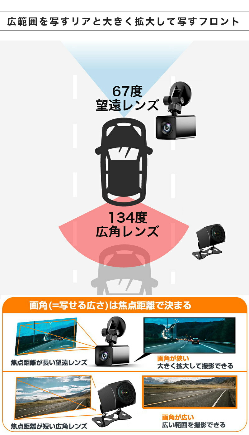 楽天市場】ドライブレコーダー 前後 2カメラ 暗視 夜 ナイトヴィジョン