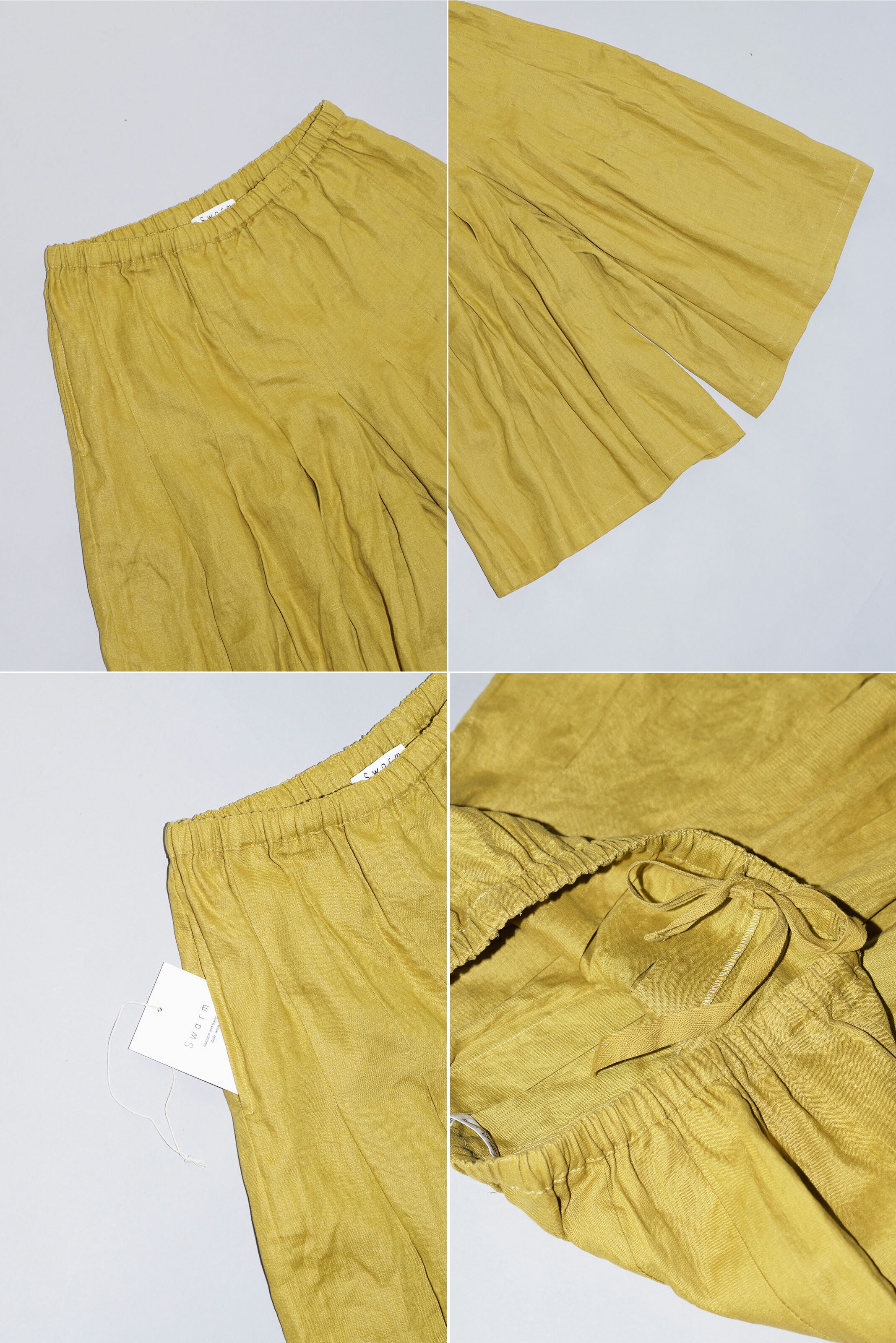 楽天市場】リネン100% ボリューム ガウチョパンツ 麻 ワイドパンツ