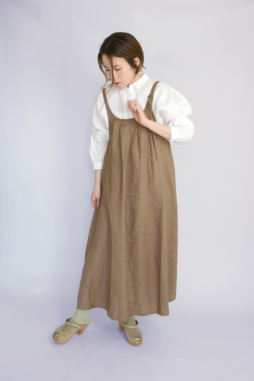 楽天市場】麻100%キャミワンピース 調整可能 ロングワンピース