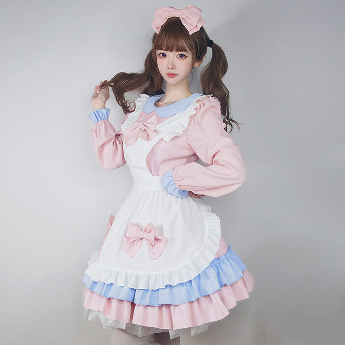 楽天市場】メイド服 エプロン ロリータ コスプレ セット ワンピース