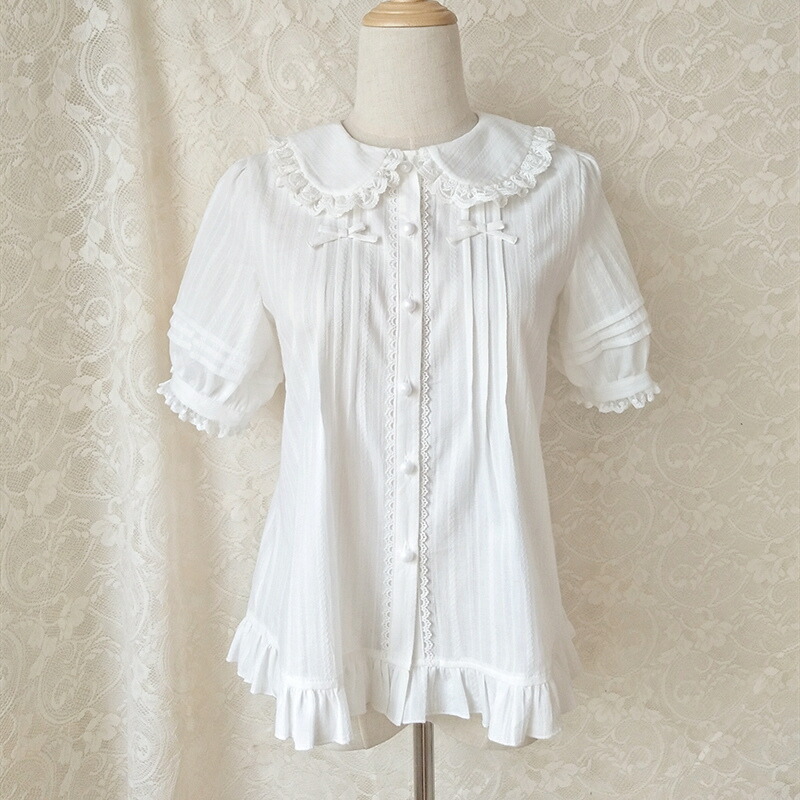 楽天市場】ロリータ ブラウス コットン レディース 半袖 透け 夏