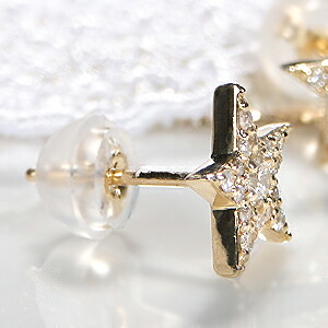 楽天市場】K18YG ダイヤモンド 星 ピアススタッドピアス スター