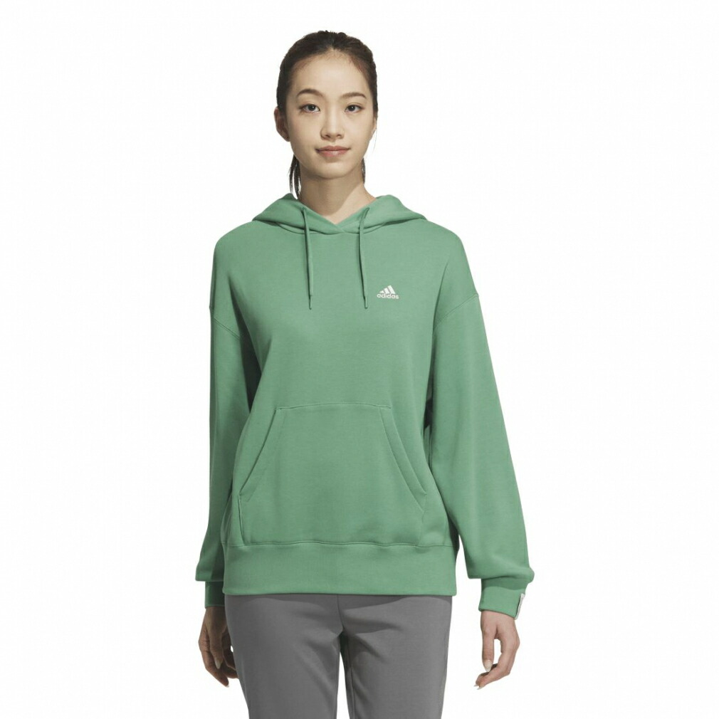 ブレスユーフロントジッパー付きパーカー 淡い緑色 スリットデザイン