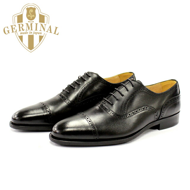 日本製新品GERMINALジェルミナル 黒外羽根ストレートチップ　UK8 楽天市場】紳士靴 ビジネスシューズ 革靴 メンズレザーシューズ