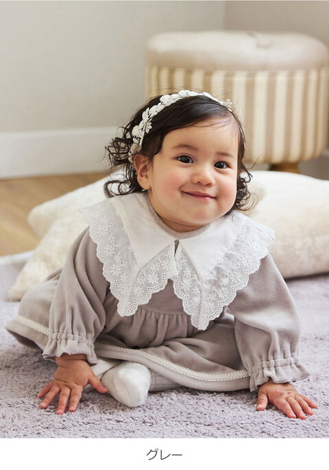 楽天市場】【mocmof】ロンパース カバーオール おめかしレース襟