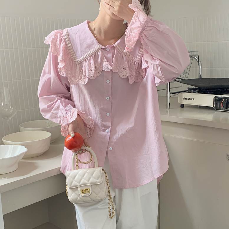 楽天市場】レースフリル付きブラウス トップス レディース ブラウス