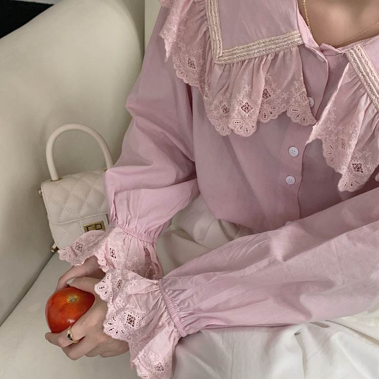 楽天市場】レースフリル付きブラウス トップス レディース ブラウス