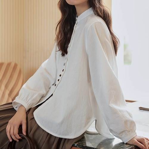 楽天市場】トップス レディース シャツブラウス スタンドカラー 立襟