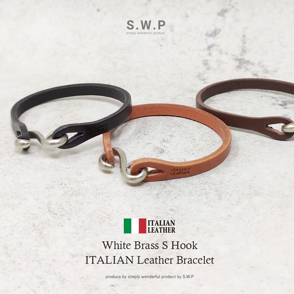 楽天市場】レザーブレスレット イタリアンレザー S字フック 革 真鍮