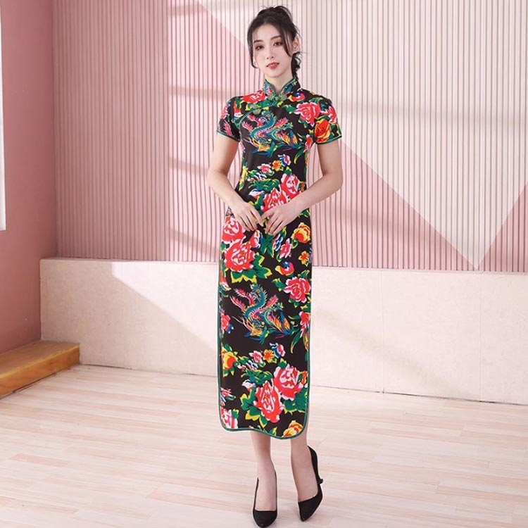 楽天市場】チャイナドレス ロング ミニ丈 花柄 チャイナ ワンピース