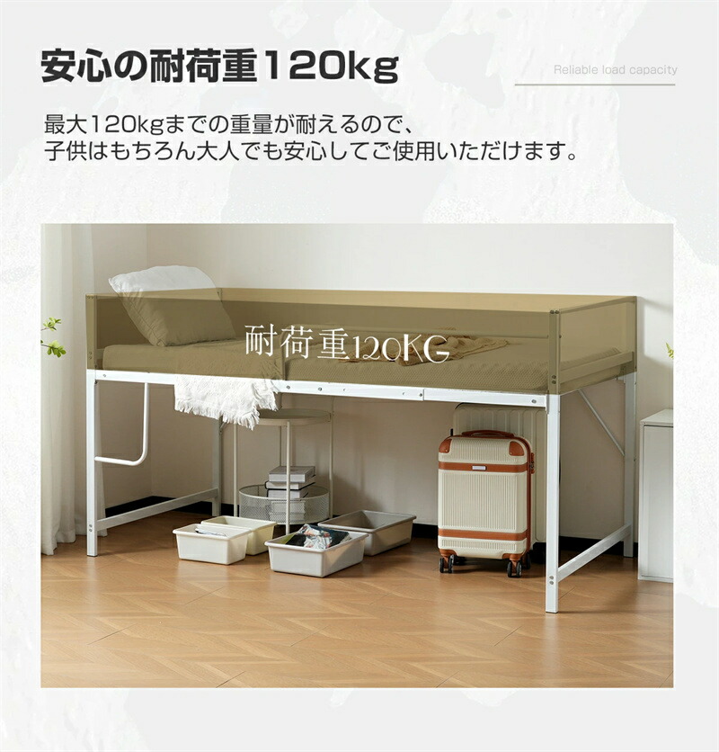 楽天市場】即納【送料無料】【高さ110cm】ロフトベッド パイプベッド