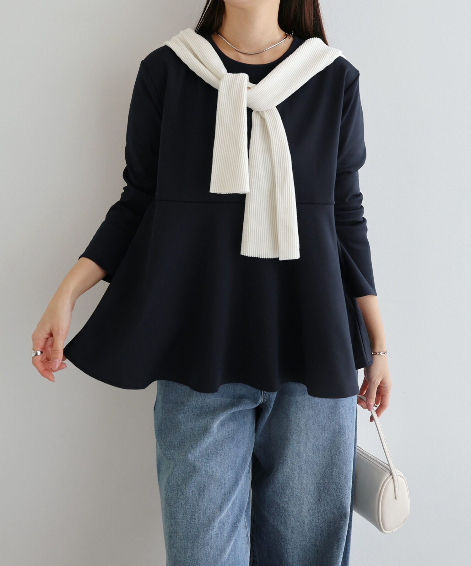 楽天市場】ペプラム（カラーネイビー）（トップス｜レディース