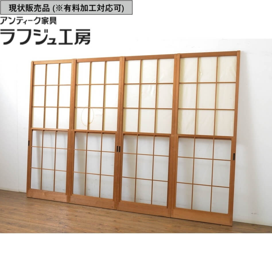 楽天市場】▽現状販売▽ アンティーク建具 幅狭雪見障子戸 4枚 セット