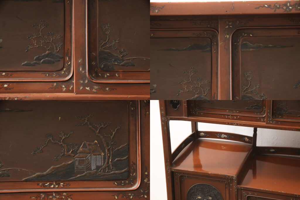 楽天市場】☆事前問合せ必須☆ アンティーク家具 飾り棚 明治大正期 朱