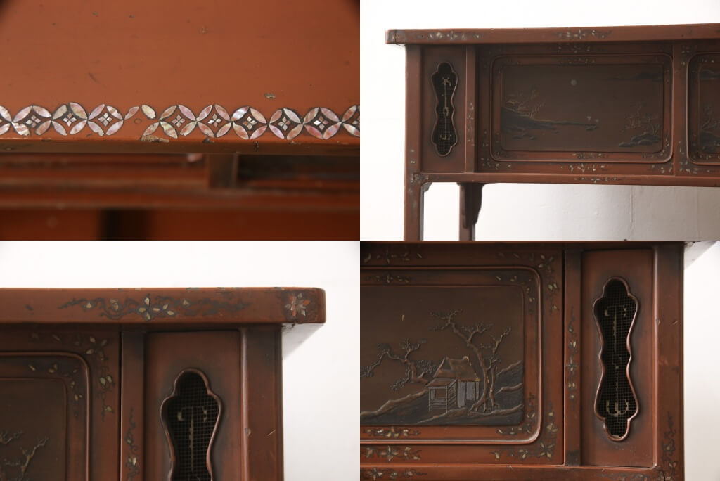 楽天市場】☆事前問合せ必須☆ アンティーク家具 飾り棚 明治大正期 朱