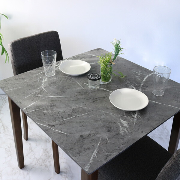 楽天市場】ダイニングテーブルセット 2人 大理石風 メラミン グレー天