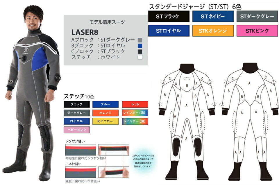 楽天市場】ZERO ゼロ LASER 8 DRY SUITSドライスーツ 3.5mm 5.0mm