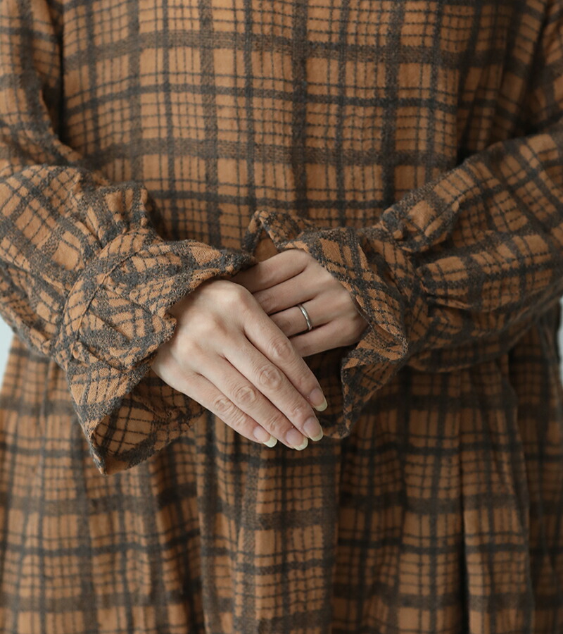 楽天市場】ICHI Antiquite's ウールチェックワンピース テラコッタ