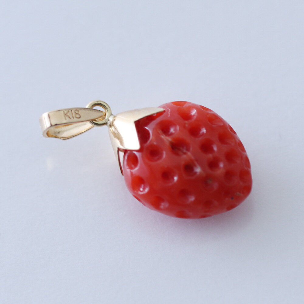 楽天市場】≪1年保証付き≫ 日本産血赤珊瑚 苺(いちご) K18ペンダント