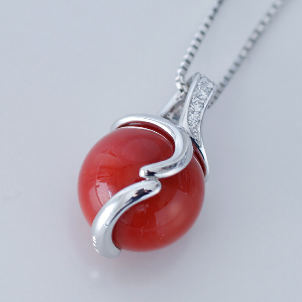 楽天市場】≪1年保証付き≫14mm玉 日本産血赤珊瑚 プラチナ900