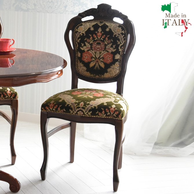 よっしです。 イタリア製 ルネッサンス椅子 イタリア製 ダイニングチェア 本革レッド 幅48.5cm | ロココ調家具通販