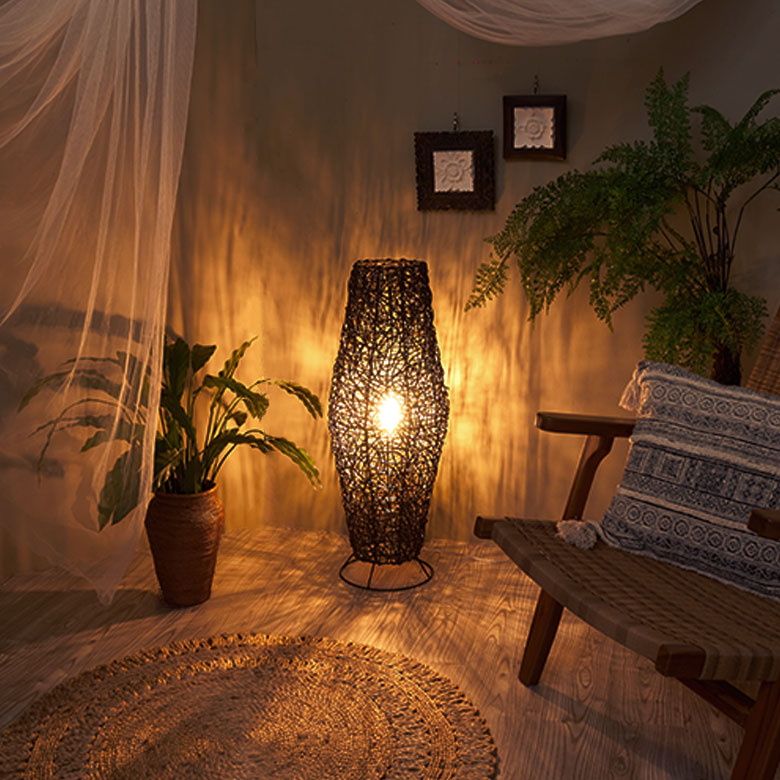 楽天市場】アジアン照明 ラタン編みコクーン アジアン ランプ L