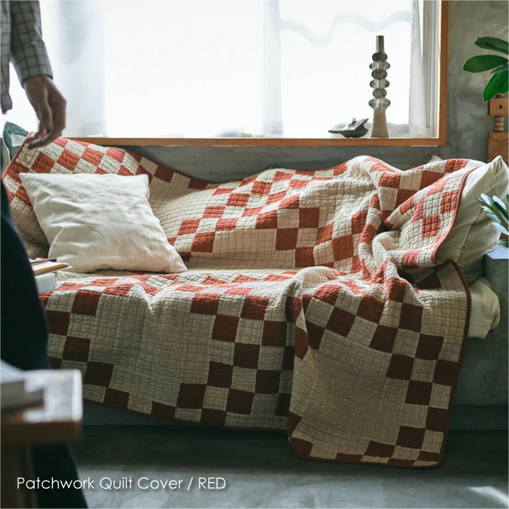 楽天市場】【即納】BASSHU Patchwork Quilt Cover RED パッチワーク