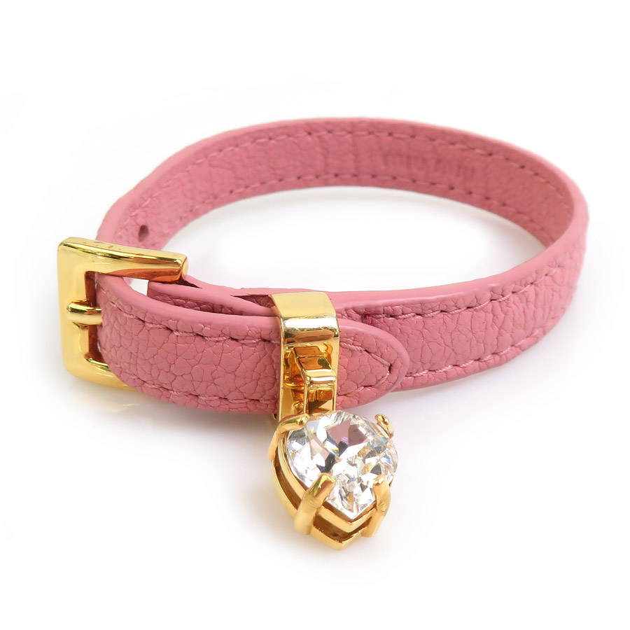 楽天市場】ミュウミュウ MIUMIU ブレスレット レザー/メタル ピンク
