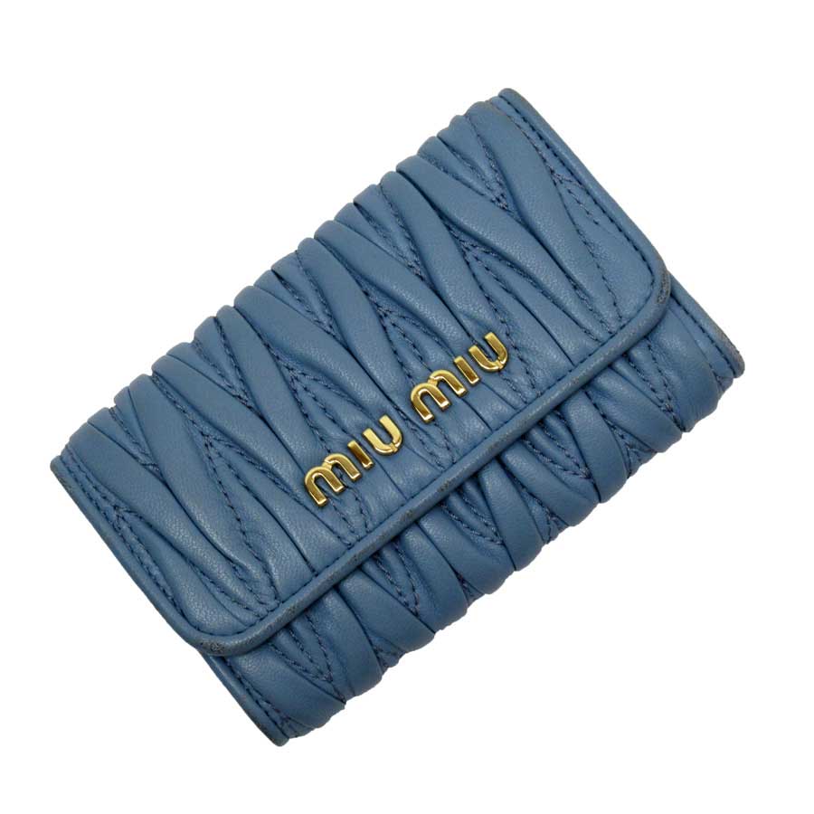 楽天市場】ミュウミュウ MIUMIU 6連キーケース ブルーxゴールド レザー