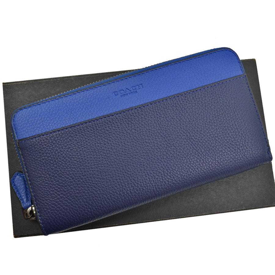 楽天市場】コーチ COACH 長財布 ネイビーxブルー レザー ラウンド