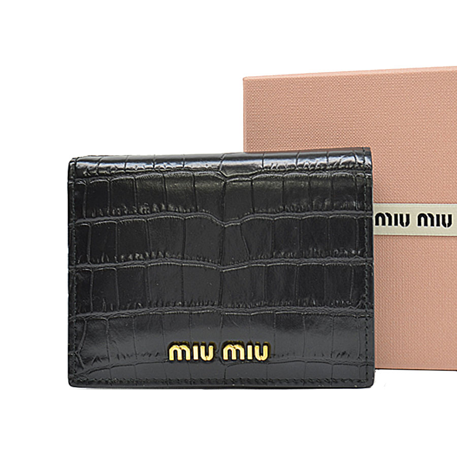 楽天市場】ミュウミュウ MIU MIU 財布 クロコ型押し ブラック レザー