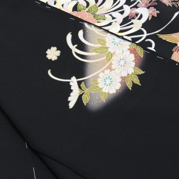 楽天市場】着物 京友禅 黒留袖 金駒刺繍 金彩金駒刺繍加工 乱菊に鶴