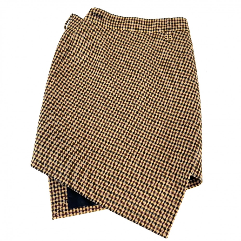 楽天市場】バレンシアガ スカート レディース 千鳥格子 アシンメトリー