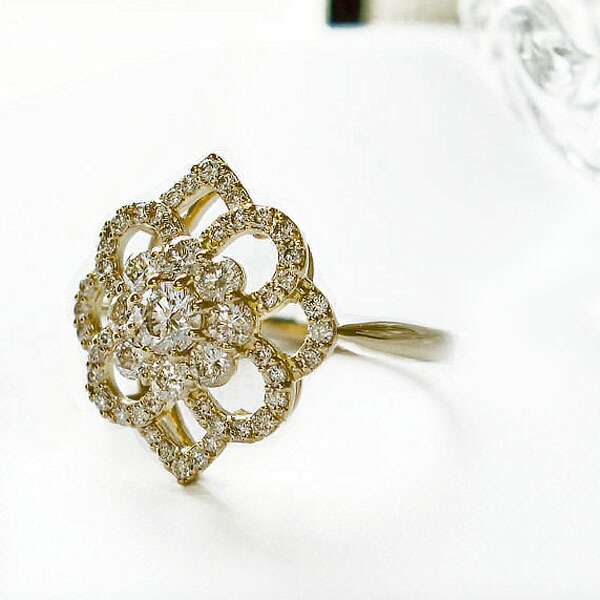 楽天市場】k18 ダイヤモンド 0.7ct リング 指輪 フラワー 花 取り巻き
