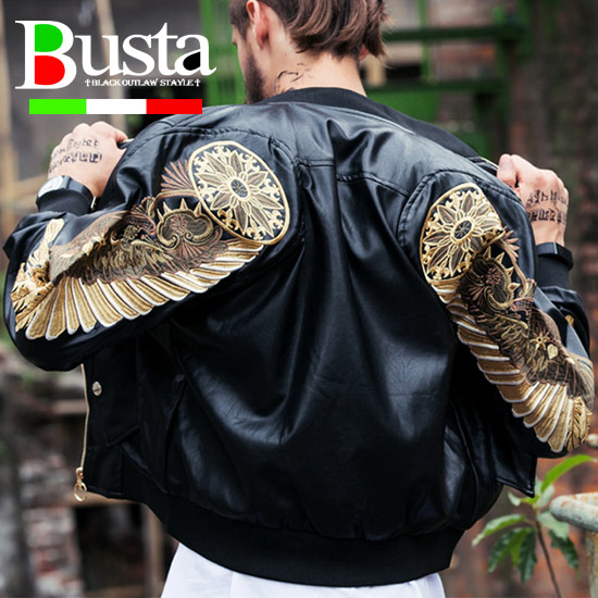 楽天市場】ライダースジャケット メンズ オラオラ系 刺繍 ウィング 羽