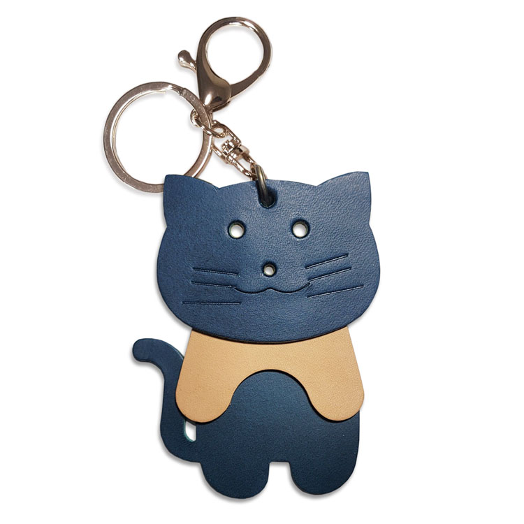 楽天市場】ネコキーホルダー 本革 バッグチャーム イタリア製牛革